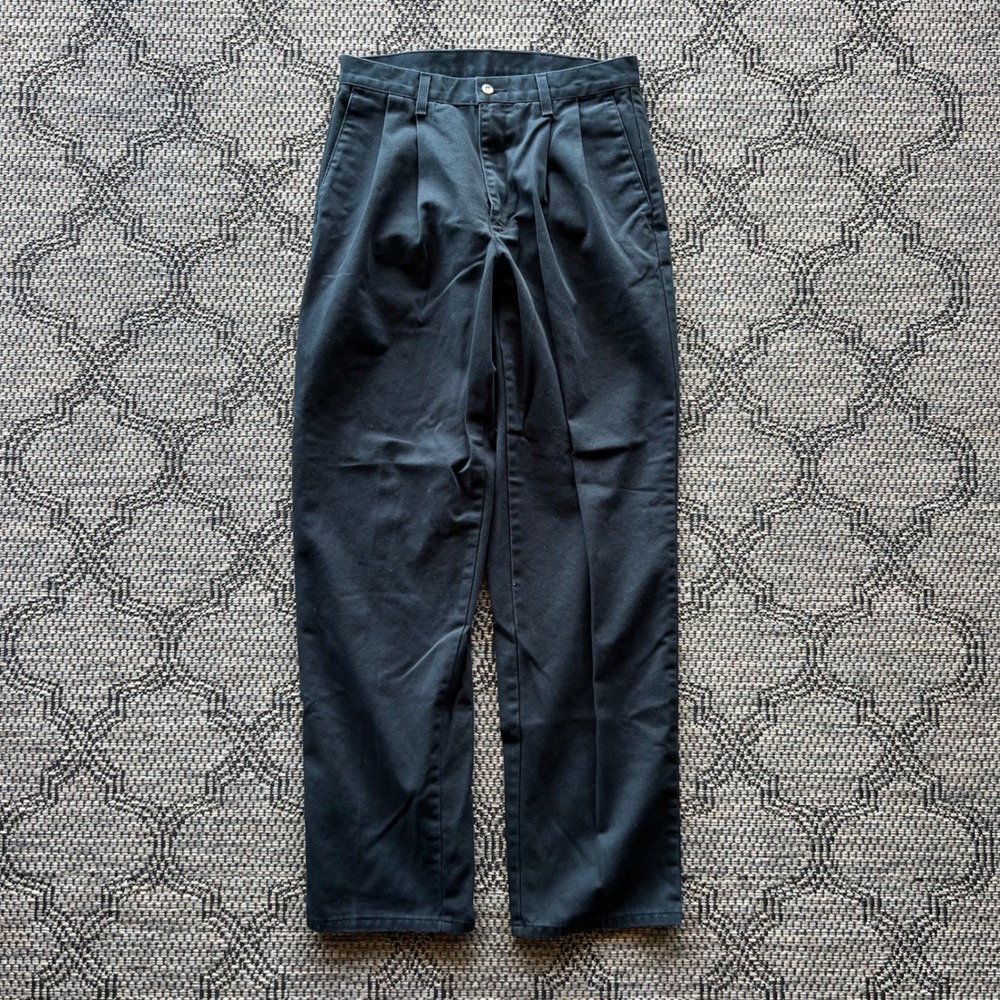 Vintage Levis Pants Mens 32x34 Black Y2K Straight 506 Pleated Trousers Preppy